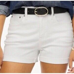 J. Crew Factory Women's Classic White Cuffed Denim Jean Shorts SZ 26 NWT